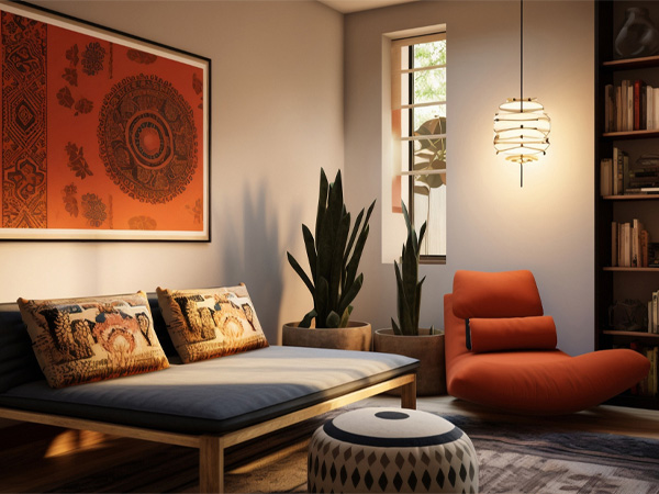Sample apartment lounge