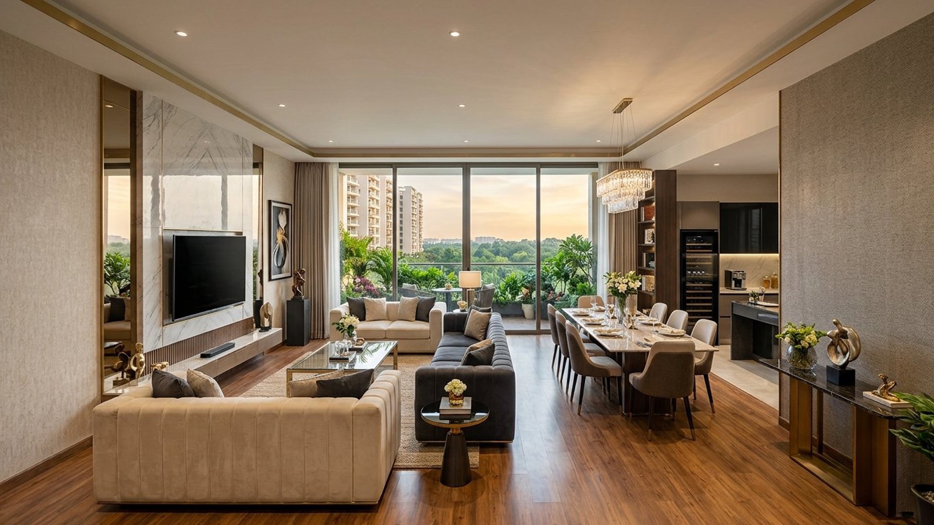 Sample apartment living and dining